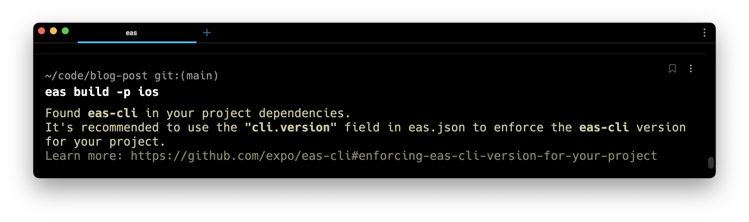 CLI warning for when eas-cli is installed in local dependencies.