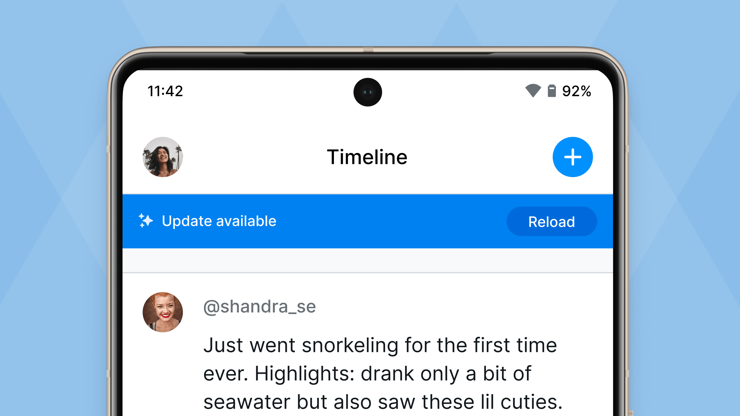 An app showing that a new update is available